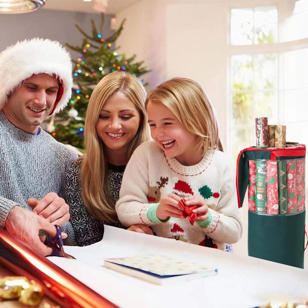 Cross-border Christmas Gift Roll Paper Storage Bag - Transparent PVC Dustproof Organizer