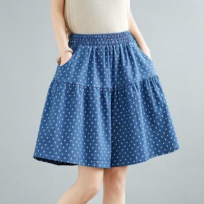 High Waist Plus Size Vintage Dot Casual Loose Summer Denim Shorts for Women Short Jeans