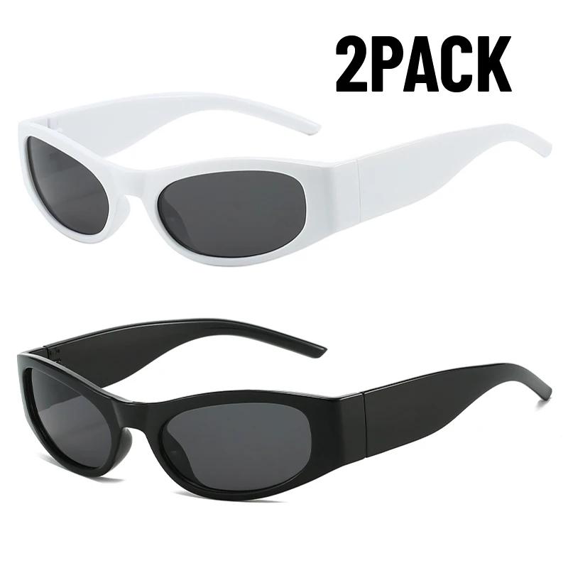 

2Pack Small Frame Sunglasses Men New Ins Personality Brand Designer Square Glasses Women Futuristic Style Cycling Eyewear