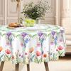 Pastoral Flower And Bird Tablecloth, Round Table Cloth, Dining Room Decorative Cloth, Green Leaf Flower Pattern, Round Table Cloth.