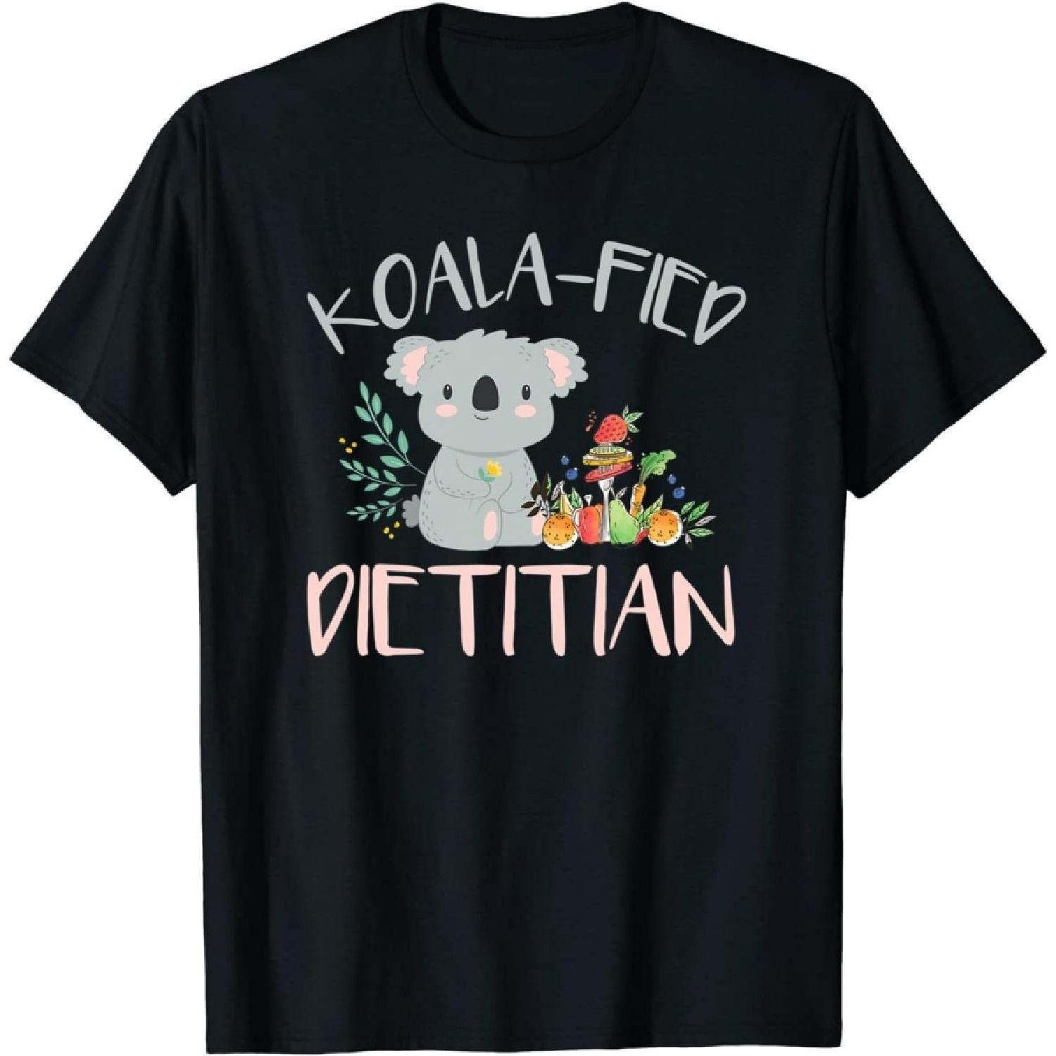 Dietitian Koala Funny Koala-fied Registered Dietitian Koalas T-Shirt Men Women _ by VnSupertramp Apparel (CA Direct) Black S