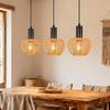 Pendant Light - NETTLIFE - 3 Lights - Wicker Rattan - Hemp Rope Lampshade - E27 Socket