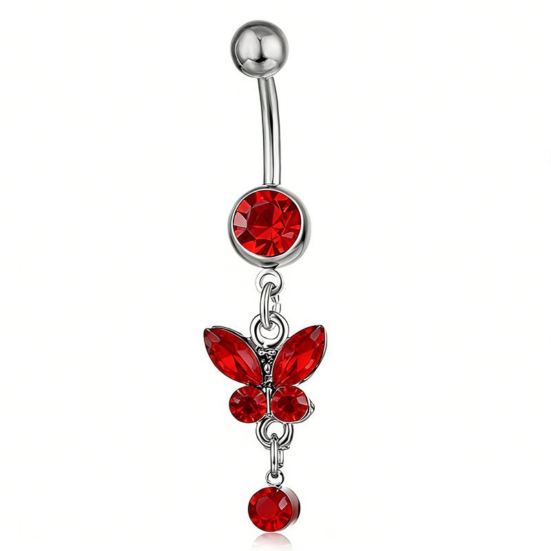 Schmetterling Kristall Hänge Bauchnabelring Edelstahl Bauchnabelpiercing Schmuck Für Frauen Sommer Strand