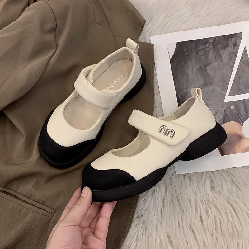 Spring shallow mouth soft sole student Velcro small fragrant wind single shoes women's shoes factory wholesale French Mary Jane shoes children