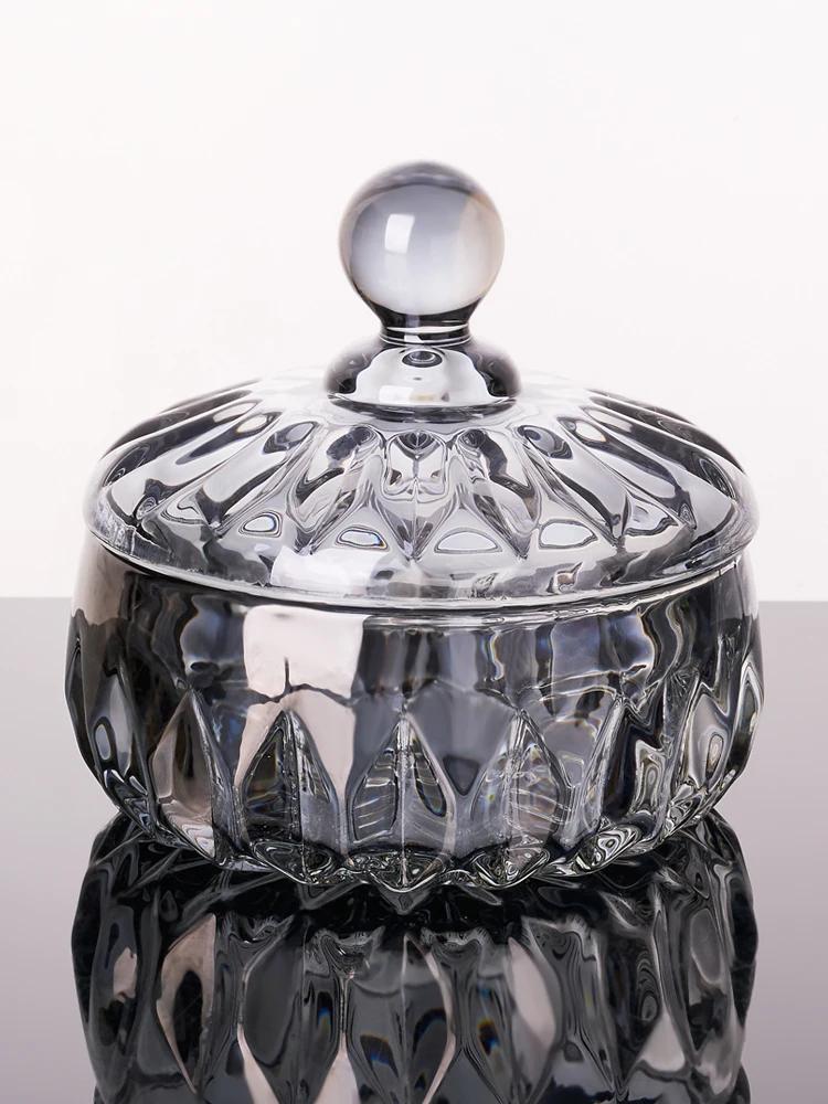 Creative European Style Crystal Glass Candy Jar Household Transparent Sugar Jar Snack Storage Bottels with Lid Storage Jar
