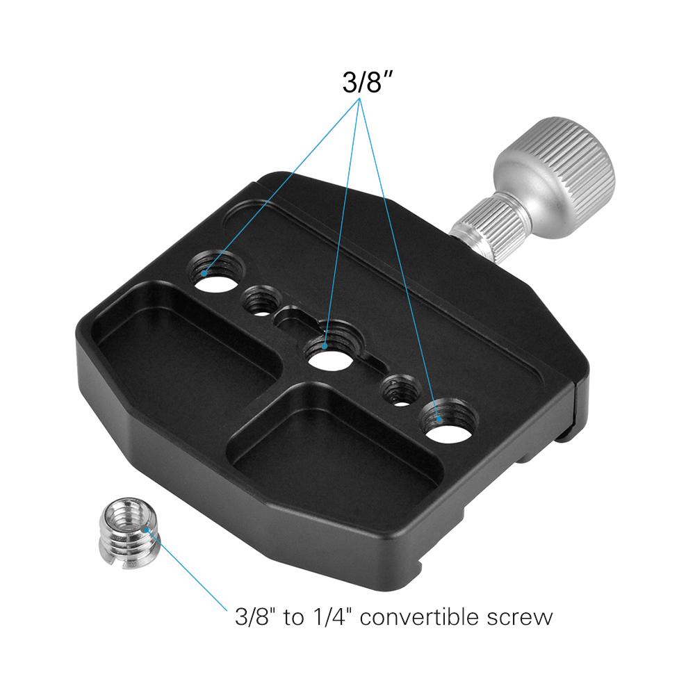 CL-70N 70mm Aluminum Alloy Quick Release QR Plate Clamp 3/8-inch with 1/4-inch Adapter &