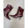 High-heeled Short Boots In the Autumn and Winter of 2025, New European and American Versatile Pointed Patent Leather Retro Thin Boots, Thin-heeled Red