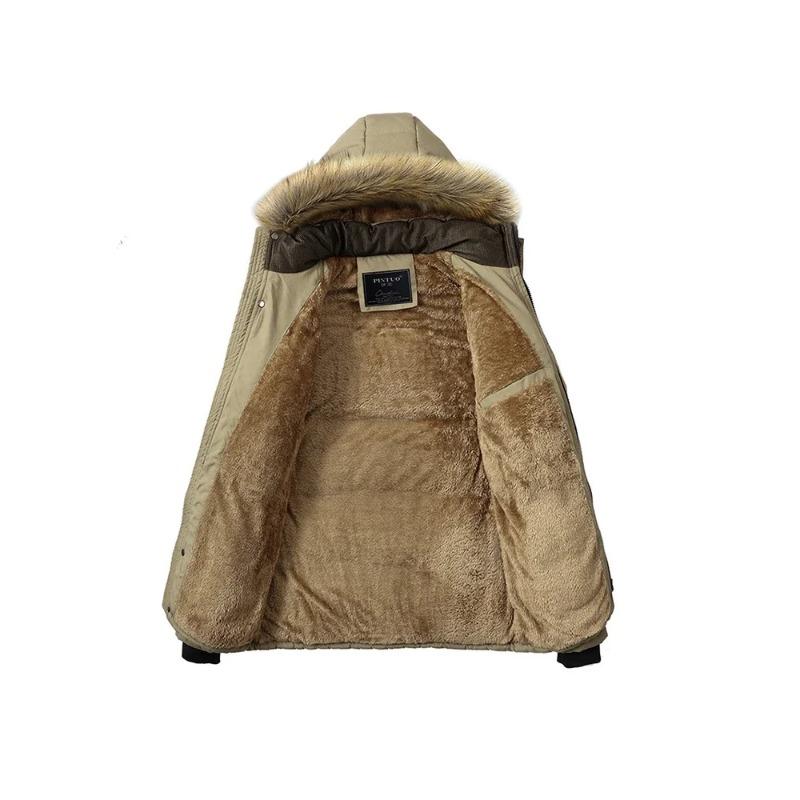 Coat Windproof Male Parkas Plus Size Fur Collar Hooded Men Thick Winter Jacket New Fashion Warm Wool Liner Man Jacket