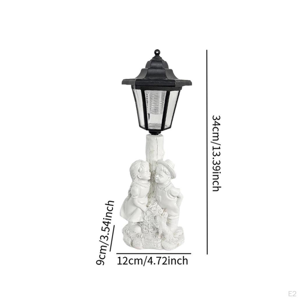 Solar Garden Decor Statue Outdoor Sculpture with Lantern Decorative Resin Unique Lawn Ornament