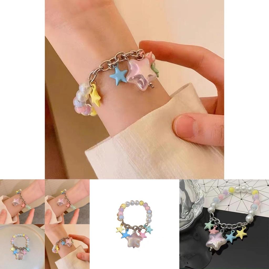 Lightweight Luxury Colorful Star Bracelet Handmade Resin Sweet Chic Dopamine Design For Women
