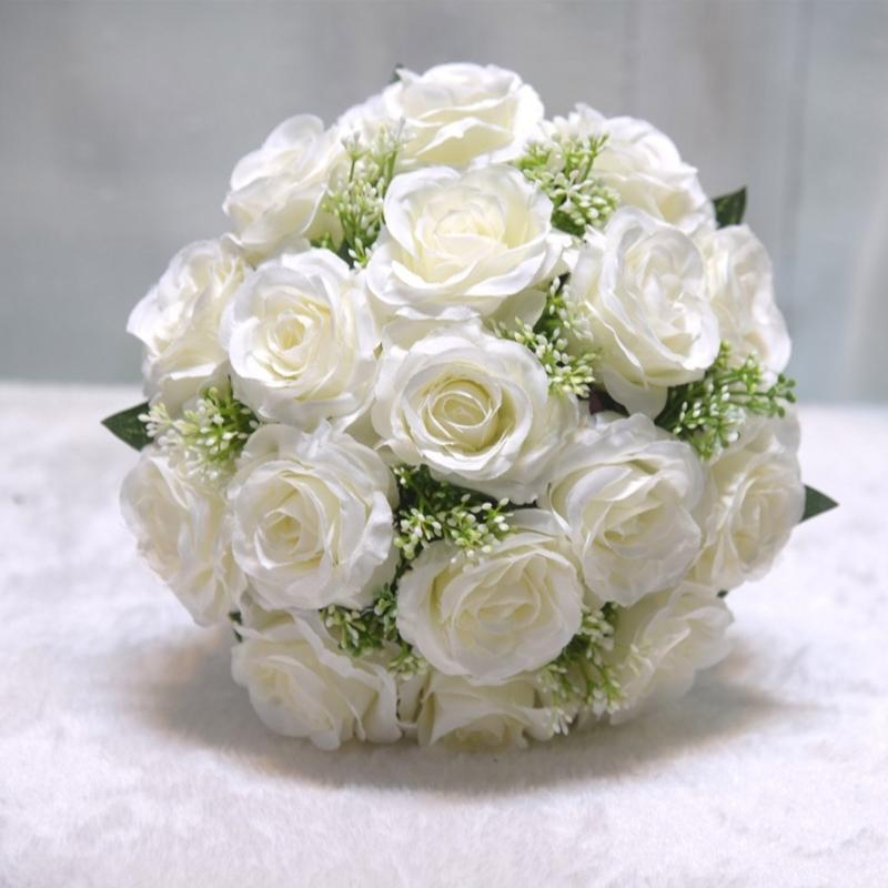 Realistic Multicolor Rose Bouquet Romantics Bridesmaids Flower Arrangement for Wedding Ceremony