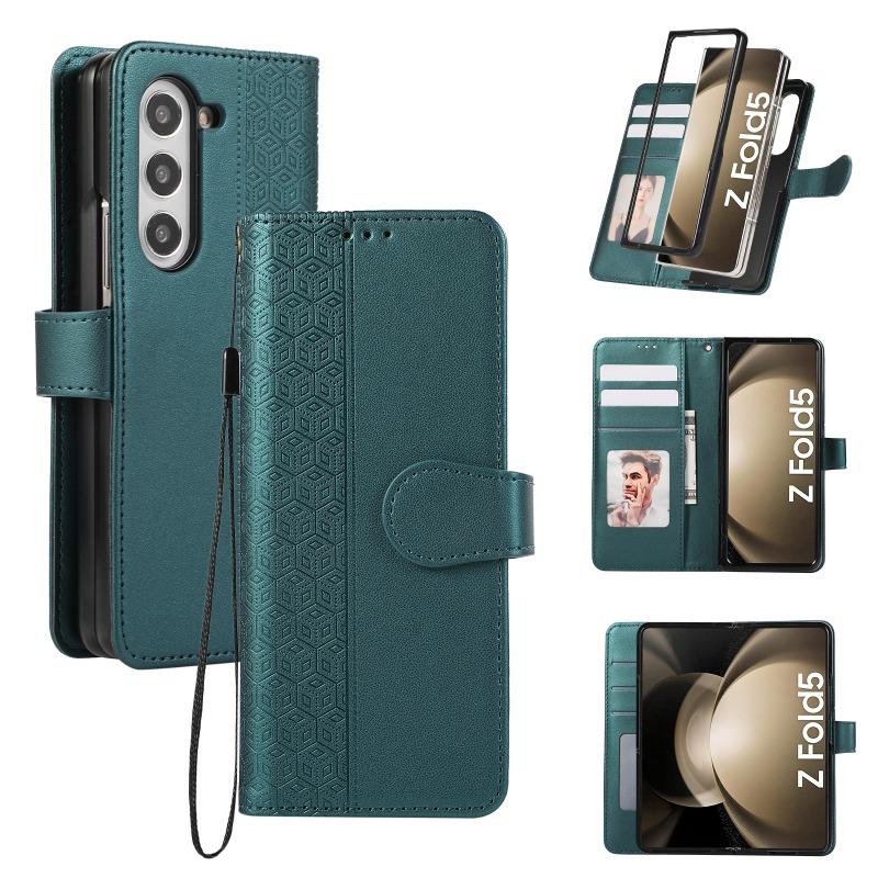 Leather Flip Phone Case for Samsung Galaxy Z Fold 7 6 5 4 3 5G Fold7 Fold6 Fold5 Wallet with Card Holder Protective Cover