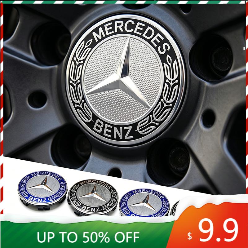 LRQ2   4PCS Car Wheel Hub Cover 3D Metal Rim Center Cap Decals Waterproof Stickers For Mercedes-Benz C550 C180 C200 C220 C230 C250 C280