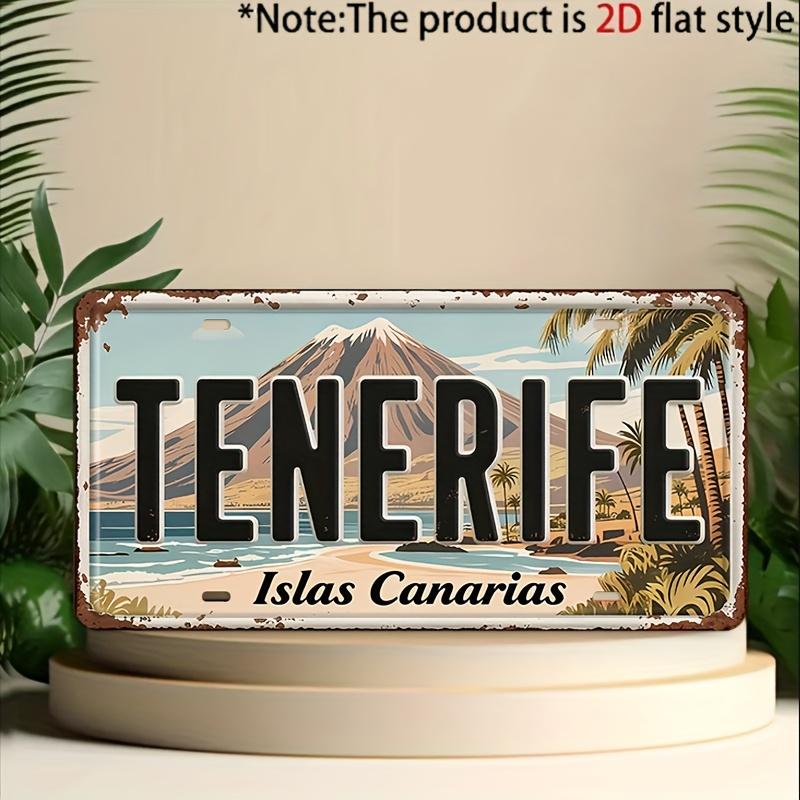 D Flat Pc Vintage Tenerife Canary Islands Metal Decorative Plaque Suitable for MenS Caves Garages Bars Homes