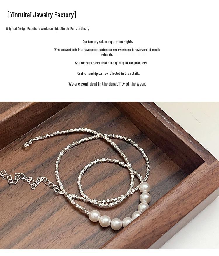 Yinruitai S925 Sterling Silver Slocum Pearl Spliced Necklace - High-End Versatile Clavicle Chain for Women