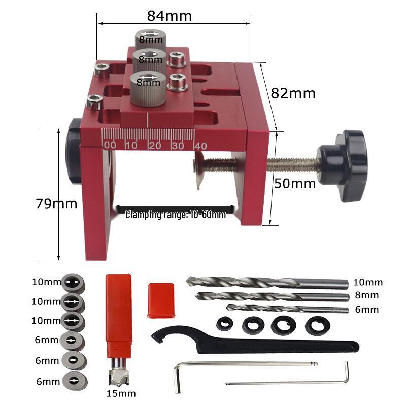 Adjustable 3-in-1 Wood Dowel and Panel Hole Puncher for Furniture Assembly