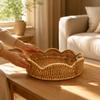 Lightweight Round Serving Tray | Woven with Handles, Decorative, Wicker