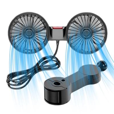 Electric Car Fans For Rear Seat 360 Degree Rotatable Dual Head Rear Seat Air Fan Vehicle Rear Headrest Fans With 3 Speeds Auto
