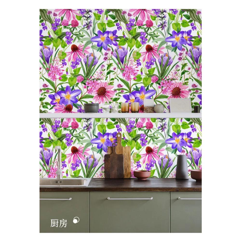 Floral Leaves Wallpaper Stick and Peel Farm House Woodland Wallpaper for Home Bedroom Cabinets Furniture Thicken Vinyl Film