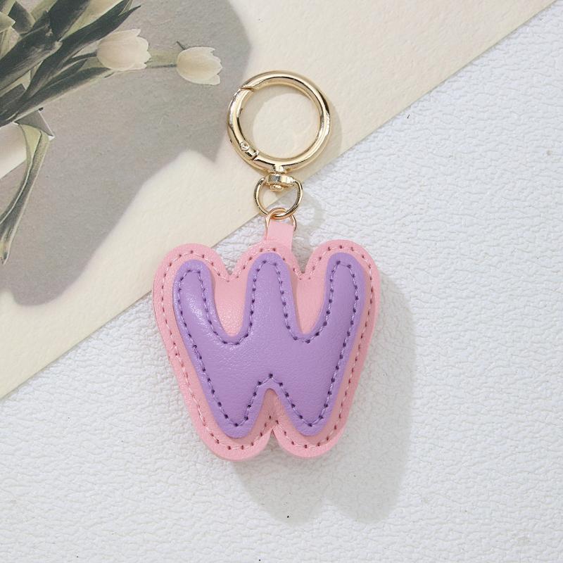 PU-Leder Bonbonfarbe A bis Z Initialen Schlüsselanhänger für Damen Einfach Mode Rucksack Telefonanhänger Autoschlüsselanhänger Schmuck Geschenke