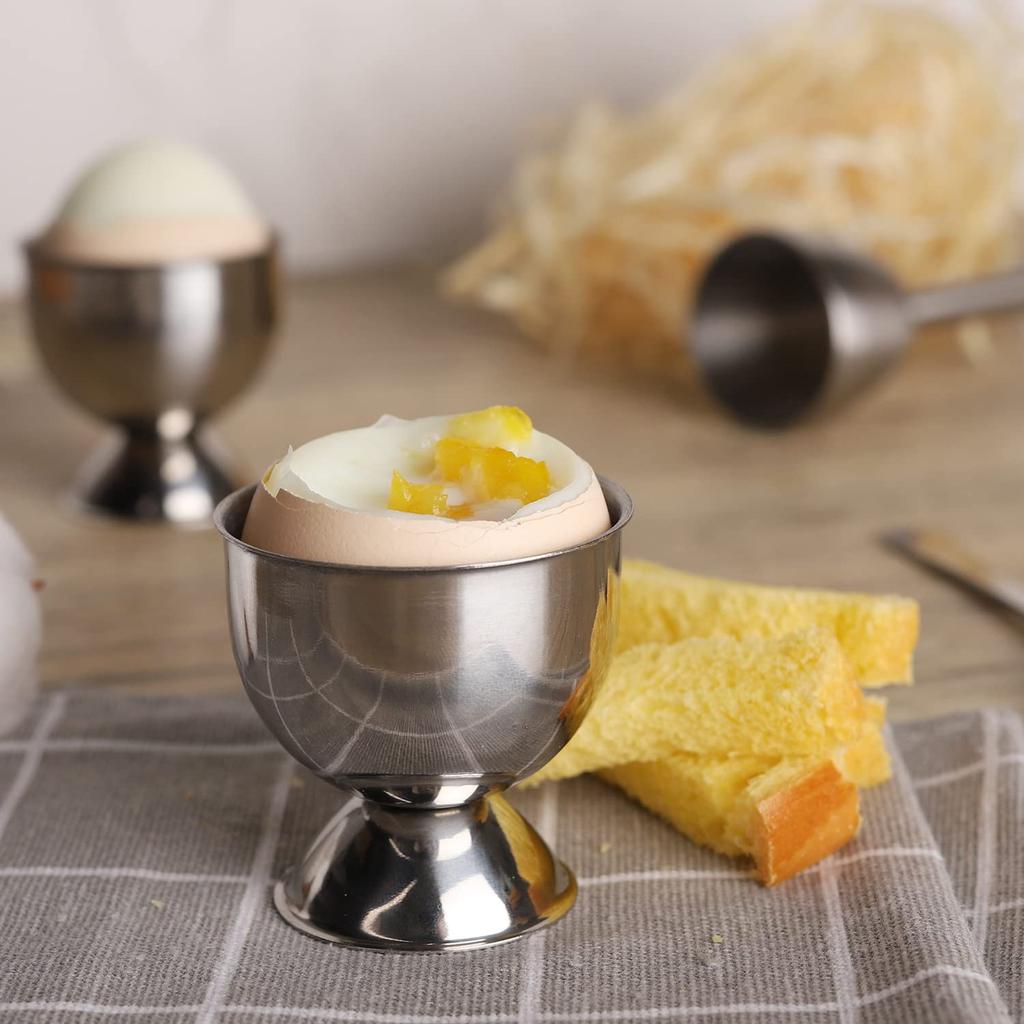 Stainless Steel Egg Cups Set Hard Soft Boiled Egg Tray Holder for Breakfast Kitchenware Gift Set Kitchen Gadget Egg Tools