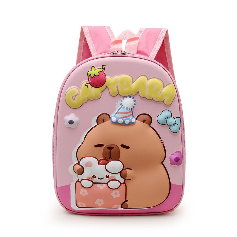 School Bag Kapibara Bag Cartoon Hard Shell Bag 3-6 Years Old Trendy Fashion Shoulder Back