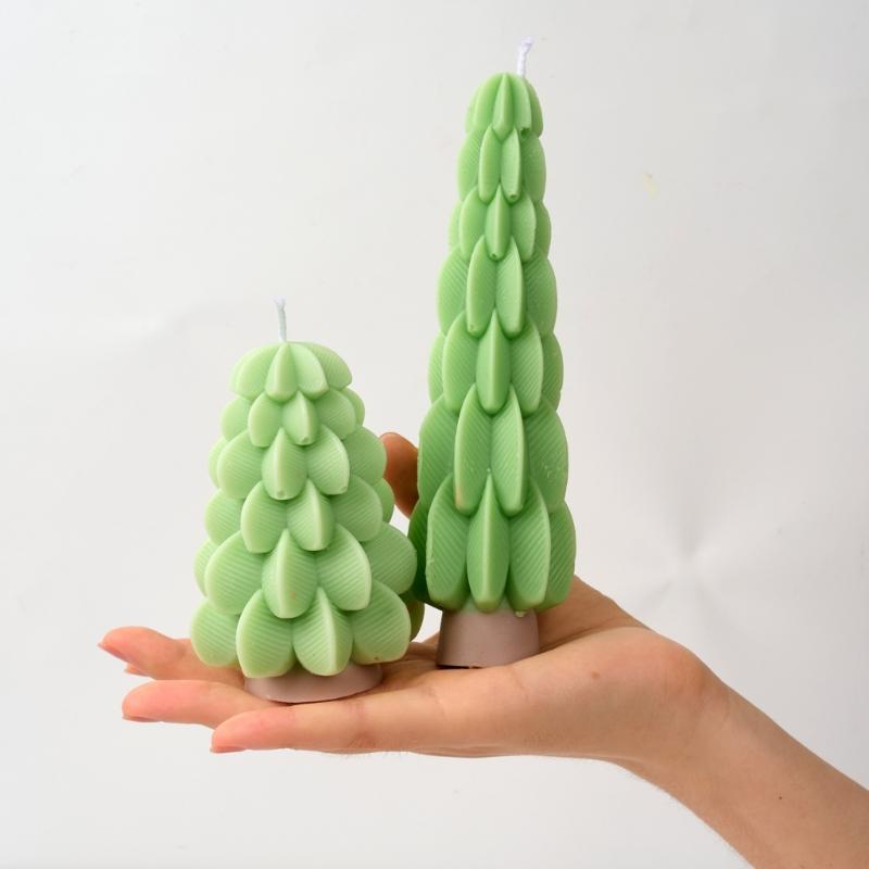 Christmas Tree Shape Silicone Mold for Making Candle Soap Christmas Pillar Candle Silicones Mould For Holiday Decoration