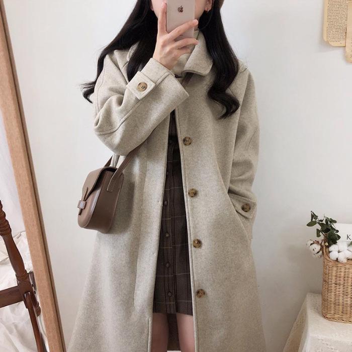 Women's Mid-Length Maoni Coat: 2025 Winter Korean Style, Thickened Slimming Over-the-Knee Woolen Coat