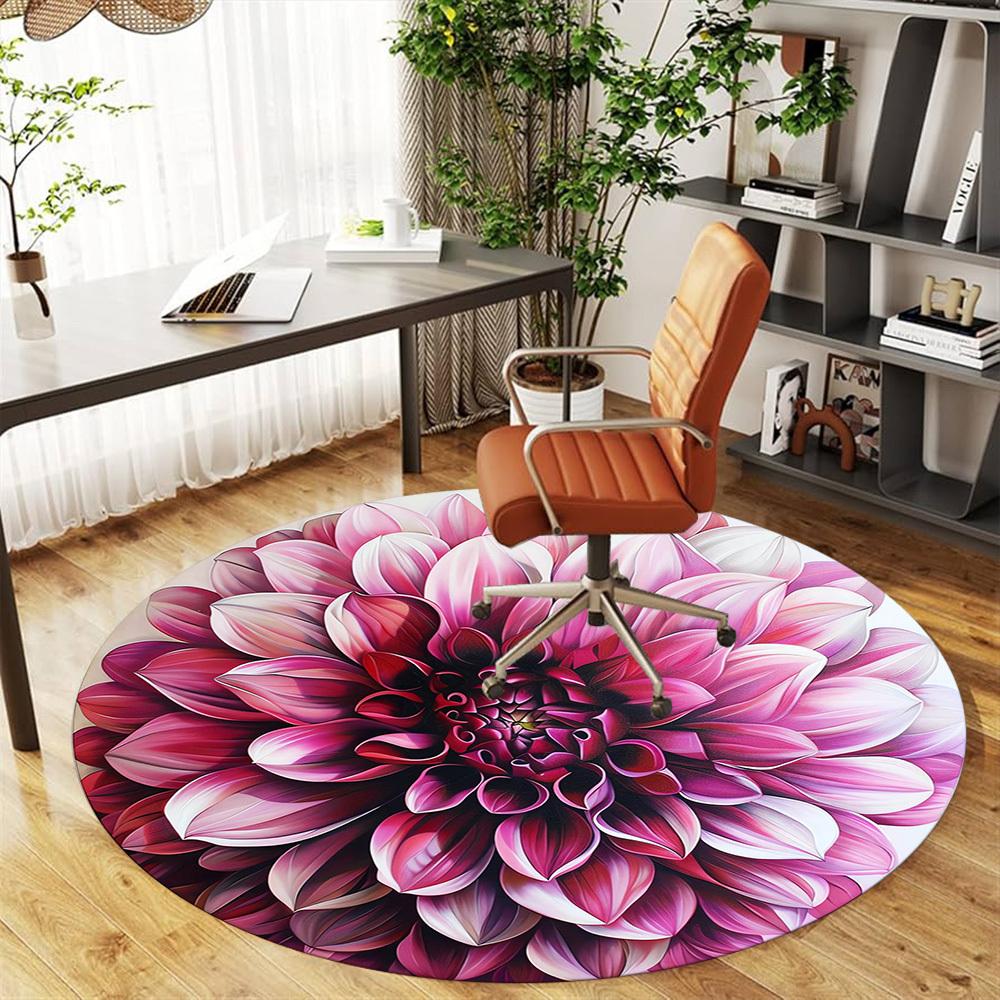 1pc Flower Petals Round Chair mat Area Rug - Non-Slip, Floor Mat for Office, Bedroom, and Indoor Decor -1002205