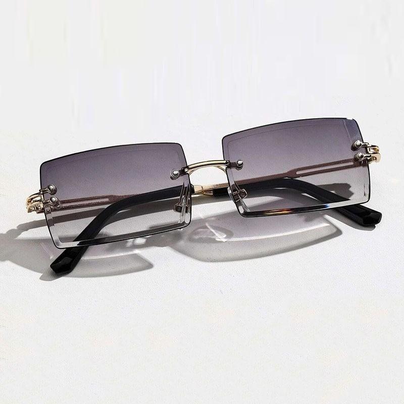 Retro Women Sunglasses Brand Designer Fashion Rimless Gradient Sun Glasses Shades Lady Cutting Lens Ladies Frameless Eyeglasses