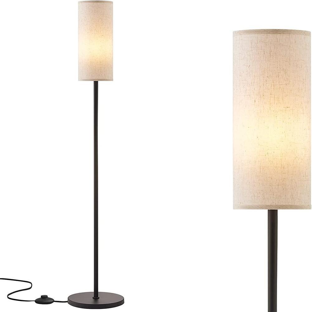 LED Floor Lamp With 3 Color 9w E27 Light Bulb 220V Linen Lampshade Foot Switch Floor Light For Bedroom Living Room Office Decor