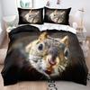 3D Squirrel Funny Animal 2/3Pcs Bedding Set Black Unique Soft Duvet Cover With Pillow Shames King Queen Size For Kids Teens Boys