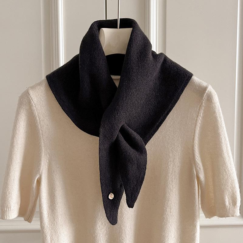 

Knitted Scarf Women Wool Winter Warm Scarves Bright Solid Color Design Thickened Shawl Soft Triangle Pure Wool Neck One Size