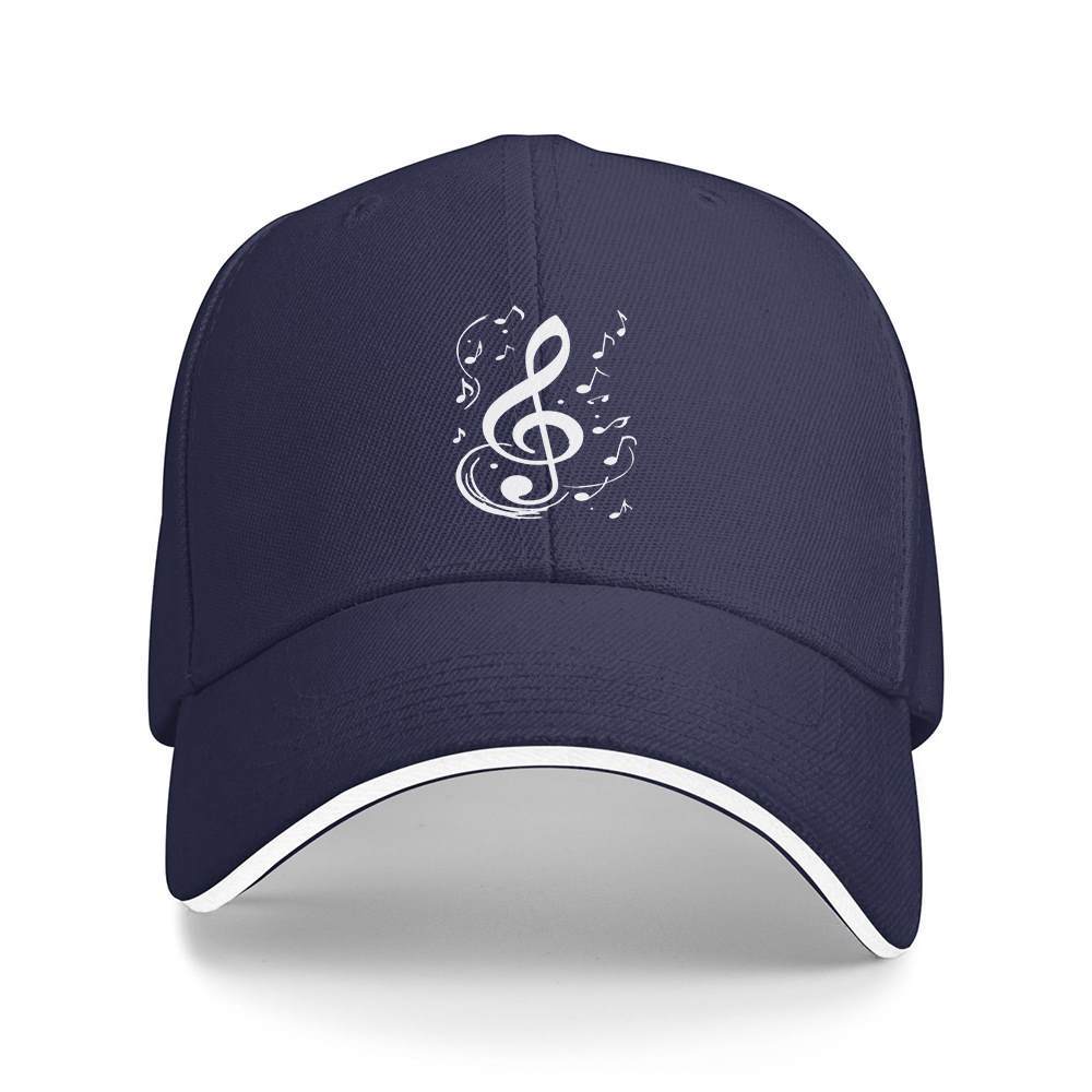 Music Treble Clef Notes Graphic Baseball Cap Polyester Adjustable Outdoor Unisex Hat