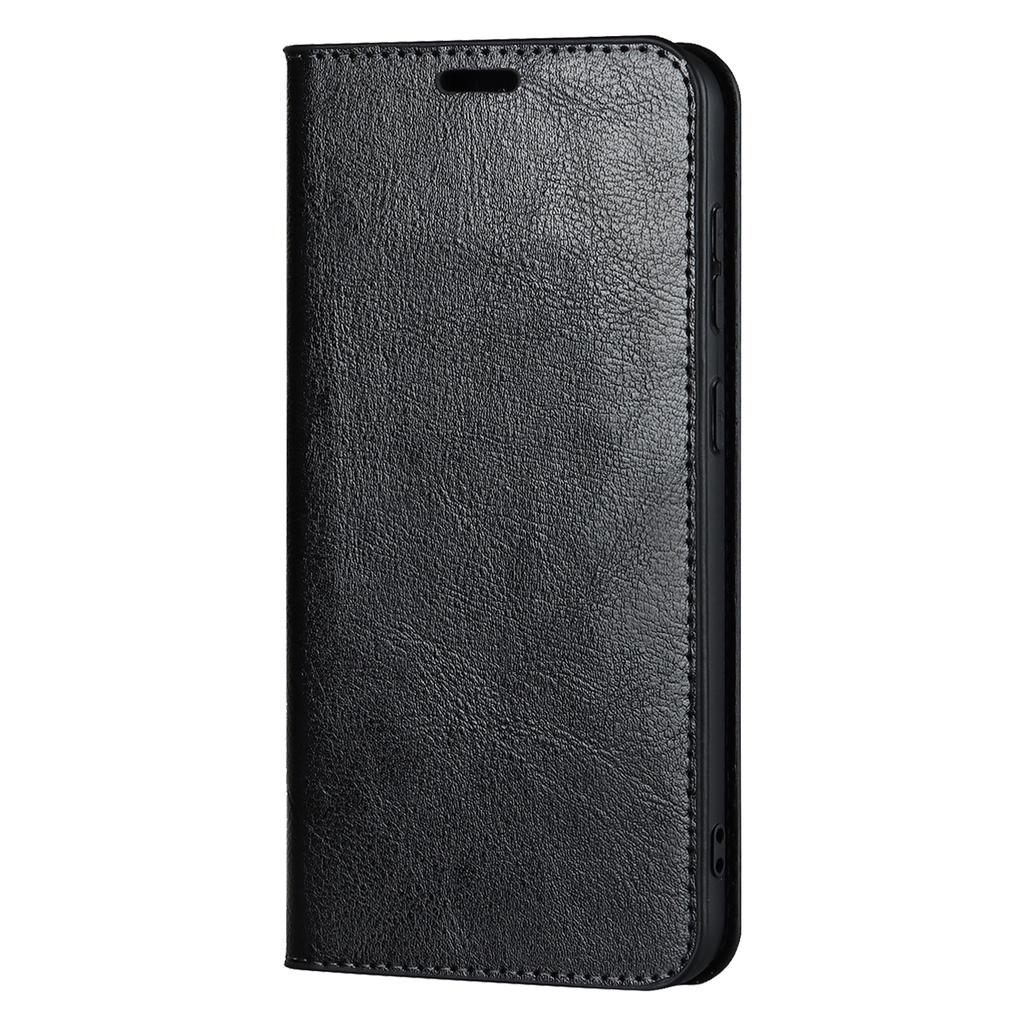 For Samsung Galaxy S23+ Magnetic Absorption Phone Cover Stand Flip Wallet Crazy Horse Texture Genuine Leather Phone Case
