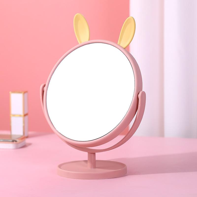 Cute Desktop HD Vanity Mirror Cat Ear Single Side Makeup Mirror Multifunctional Adjustable Makeup Princess Mirror