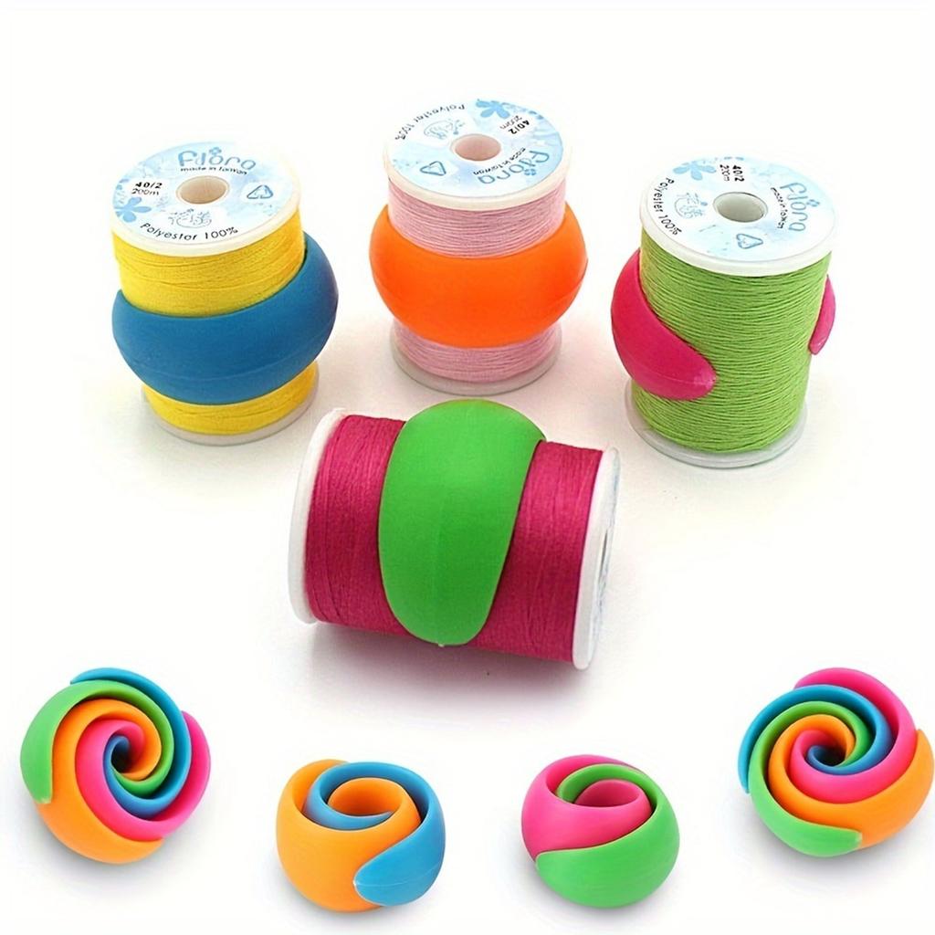 10/20pcs Random Color Silicone Thread Spool Ring Spool Clamps Holder Bobbin Savers Thread Spool Huggers DIY Handicraft Sewing Tools