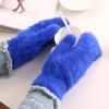 1 Pair Adults Mittens Thickened Stretchy Soft Fuzzy Cozy Cold Resistant Solid Color Windproof Winter Women Gloves for Outdoor