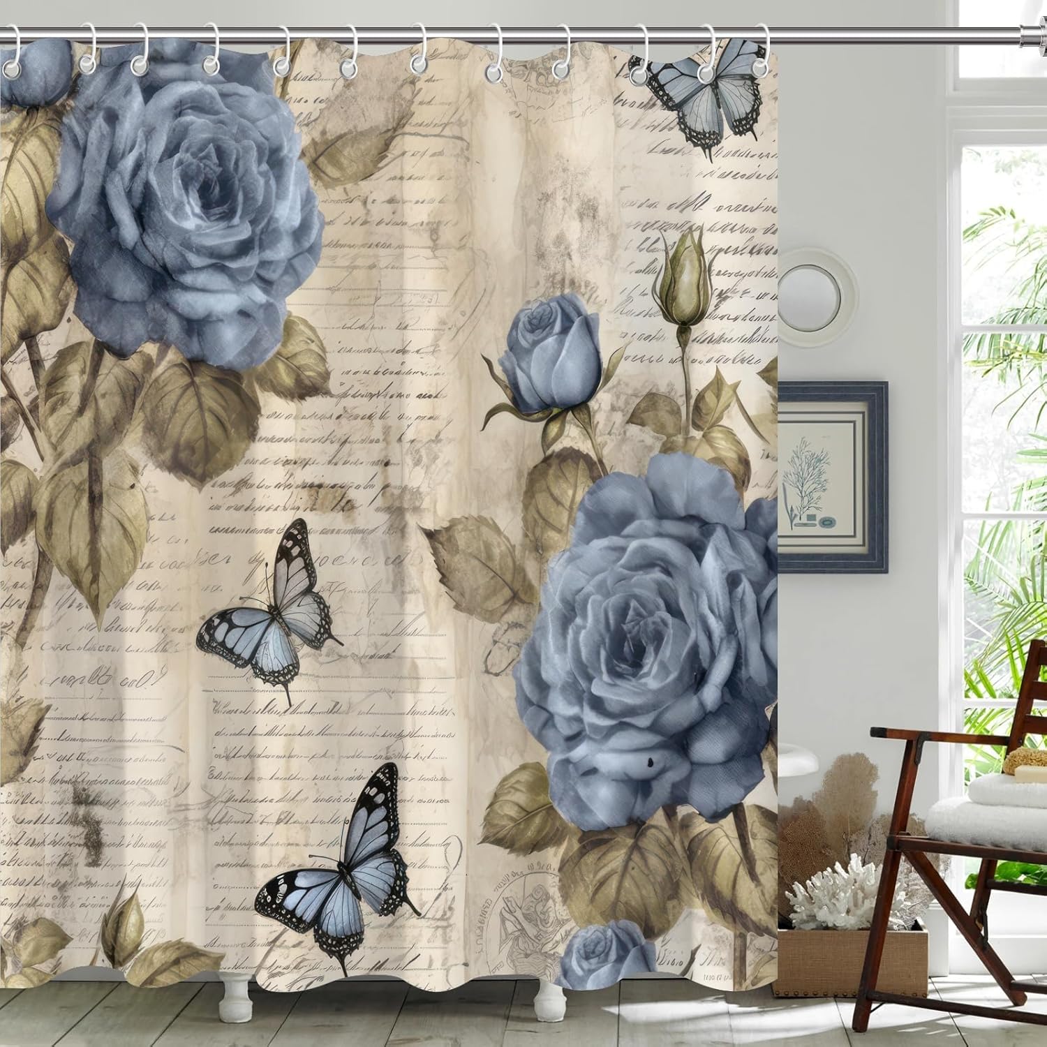 

Plant Flower Shower Curtain 180X 180Cm Modern Home Decor Watercolor Elegant Bathroom Shower Curtain With 12 Hooks W60H190(CM)-1 Pcs
