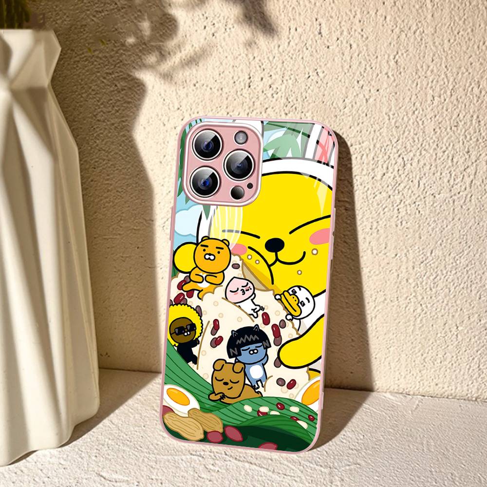 Cartoon K-KAKAO CUTE F-FRIENDS Tempered Glass For Iphone 14 13 12 11 Pro Mini XS MAX 14Plus X XS XR Fundas