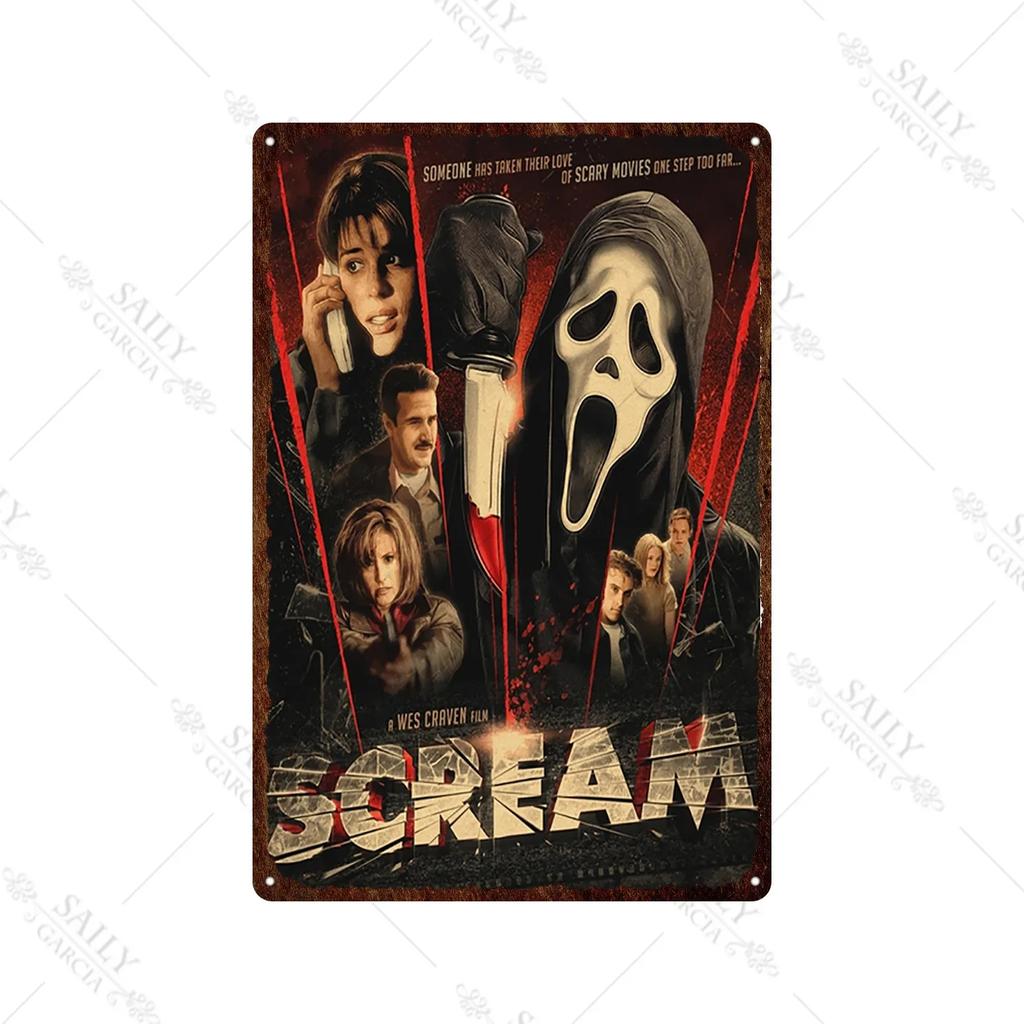 Scream Dead Horror Film Metal Tin Sign Posters Movies American Wall Art Metal Plates Man Cave Pub Bar Sign Metal Decor Plaques