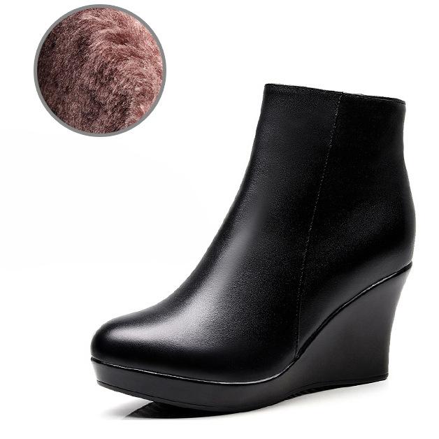 

8 см 10 см Маленький размер 33-41 Удобные осенне-зимние ботинки из натуральной кожи Туфли на танкетке на платформе Высокие каблуки Ботильоны для офиса 41