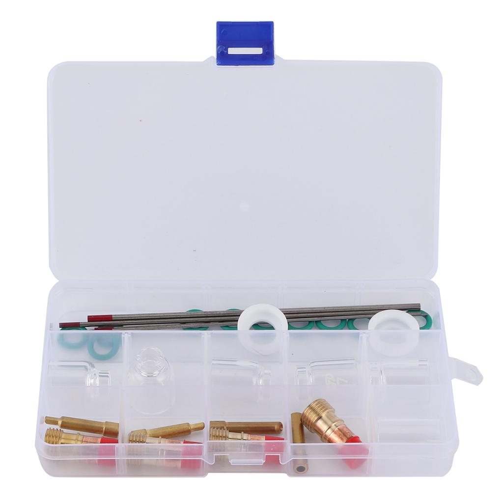30-delat set TIG-svetsning Glasmunstycke Kit Värmebeständigt 4# 5# 6# 7# 8# 10# Tillbehör för WP‑171826-serien