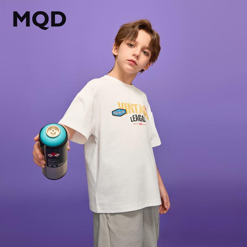 MQD Boys  Summer Academy Style Letter Print Short Sleeve T-Shirt 160cm