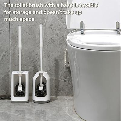 Set Scopino WC con Portascopino Ergonomico Manico Lungo Pulizia Profonda Scopino WC Montaggio Rapido Strumento per Bagno