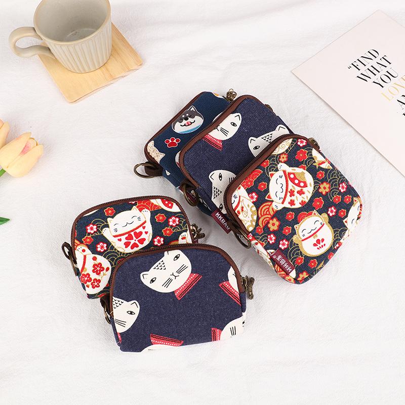 1Pc Retro Mini Bag Women Coin Purses Cute Cartoon Short Wallet Purse Card Bag