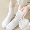 Summer Pure Cotton Boneless Thin Anti-odor Socks for Women, White Breathable Mesh Mid-length Socks for Women, Long Socks