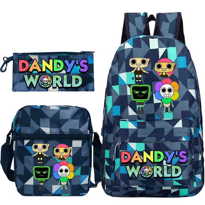 Dandy'S World Printed Fashion Children'S Pencil Case Messenger Bag Three-Piece Set Primary And Secondary School Bag