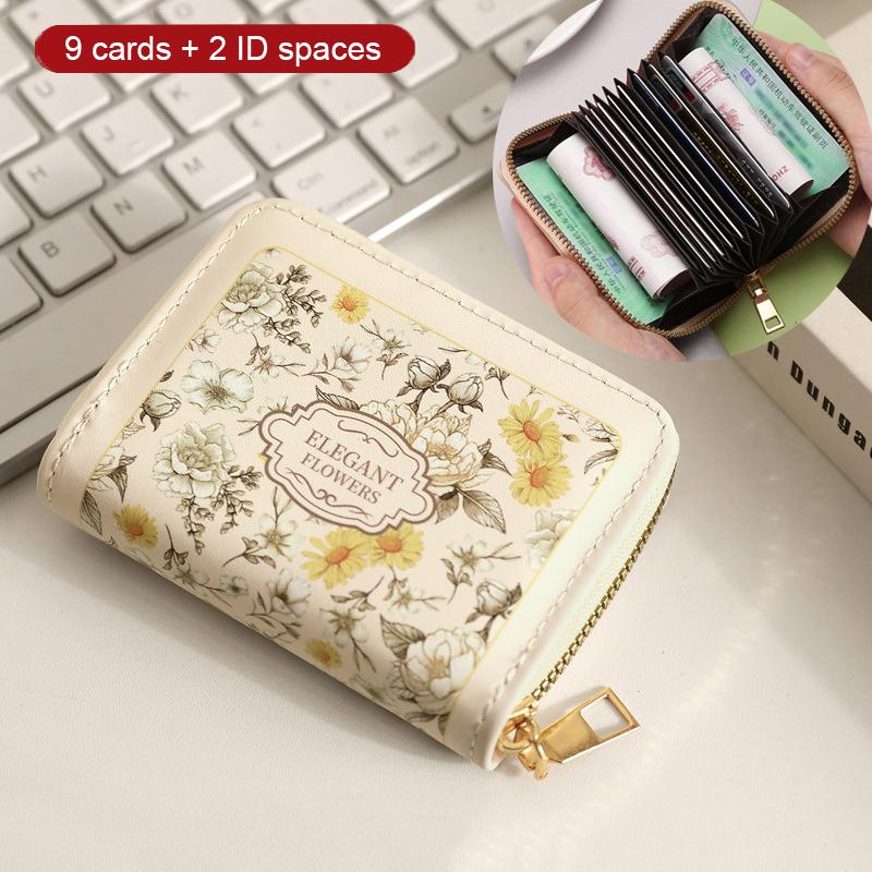 Kreative Mehrkarten-Geldbörsen RFID-Blockierung Ausweishalter Blumendruck Ausziehbares Visitenkartenetui Wasserdichte Geldbörse