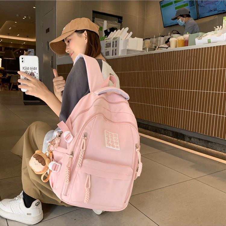 New middle school student schoolbag large capacity multi-pocket backpack burden-reducing nylon outdoor travel bag high school student schoolbag